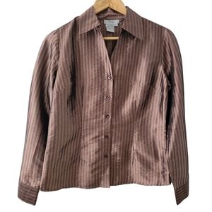 Satin Copper Blouse, Long Sleeve Size Sm